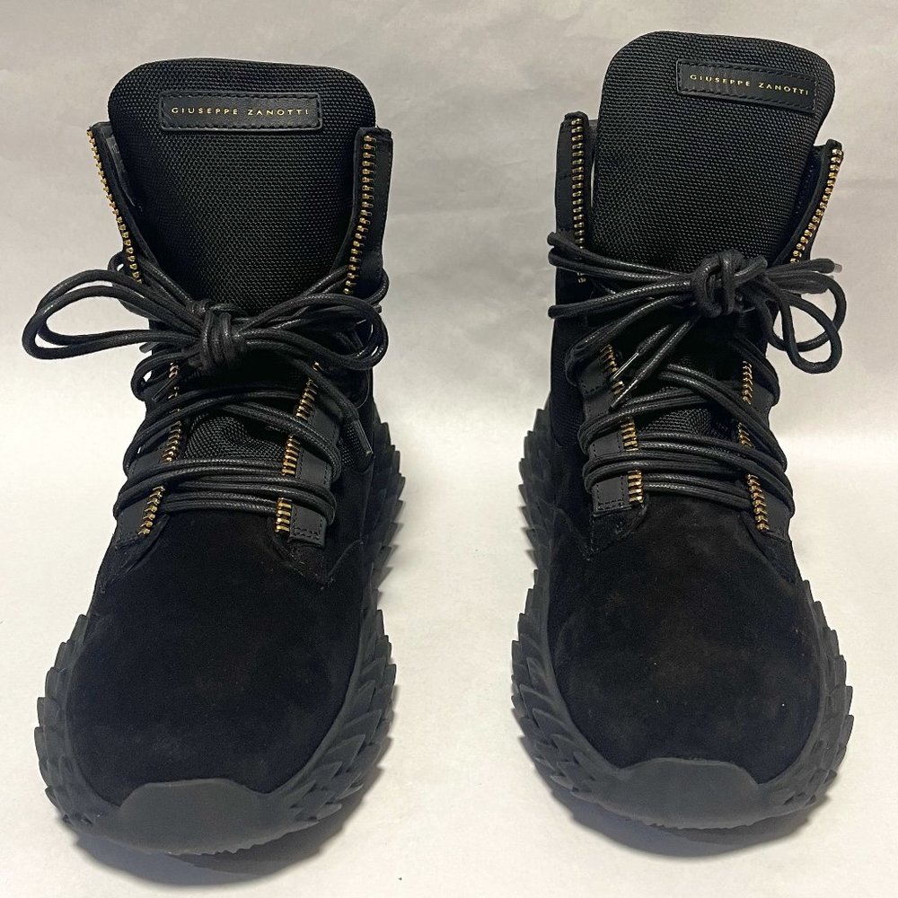 Brand New Size 43 Giuseppe Zanotti Urchin Suede Hi Top Black/Black/Gold